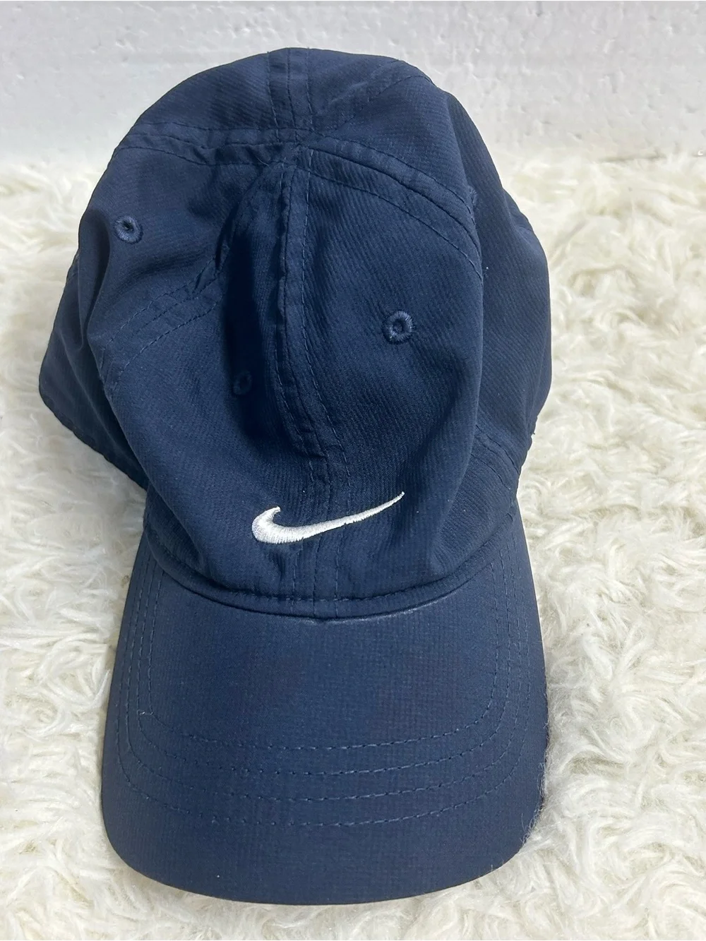Nike Navy Blue and Black Dri-Fit Cap with White Swoosh